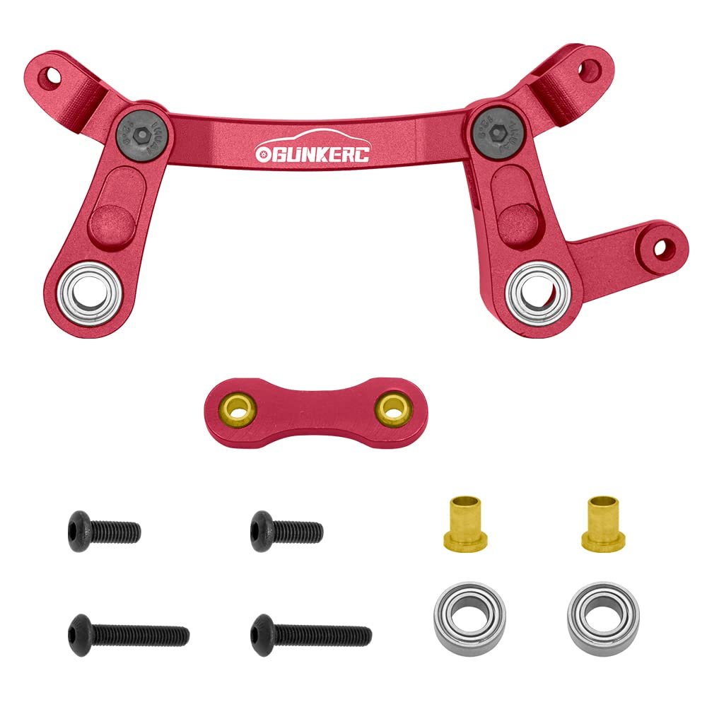 OGUNKE RC Aluminum Alloy Steering Bellcrank and Steering Link for 1/10 Arrma Senton 4X4 Granite 4X4 Typhon 4X4 Kraton 4X4 (Red)