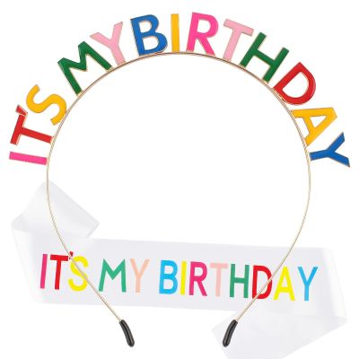 Araluky Birthday Crown, Headband & Sash for Women's Celebratory Occasions