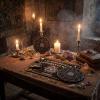 Threan Pendulum Dowsing Divination Board with Amethyst Set Wooden Spirit Talking Board Metaphysical Message Crystal Pendulum Necklace with Planchette for Wiccan Supply(Eye Style) view 3