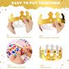 MGZTTHW Gold Paper Crown Set for Kids, DIY Crown Kit with Jewels Gem Number Letter Stickers for Birthday Party Decor and Craft Projects, 15 Pcs Adjustable Crown Hats in 5 Styles view 3