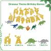 2nd Birthday Dinosaur Decorations - Rex Happy Birthday Banner, Cake & Cupcake Toppers, Green view 2
