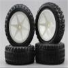 Replacement Part For 4pcs 1/10 Buggy Off Road Tire Tyre Front&Rear 6 Spoke White Wheel Rim Fit For 1:10 4WD Buggy Car 1/10 Tire 25034+27009 - (Color: No Glue) view 2