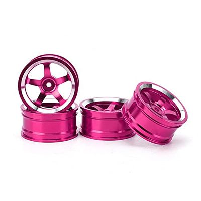 Replacement Part For 4pcs Colorful Aluminum Alloy Wheel Hub Replacement Accessory Parts Fit For 94123 1/10 RC Drift Car - (Color: Pink)