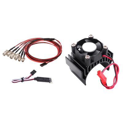 Replacement Part For 2 Set RC Car Part: 1 Set Heatsink Motor 540 550 With Fan Black & 1 Set 6 LED Light Kit With 3CH Lamp Control Panel - (Color:)
