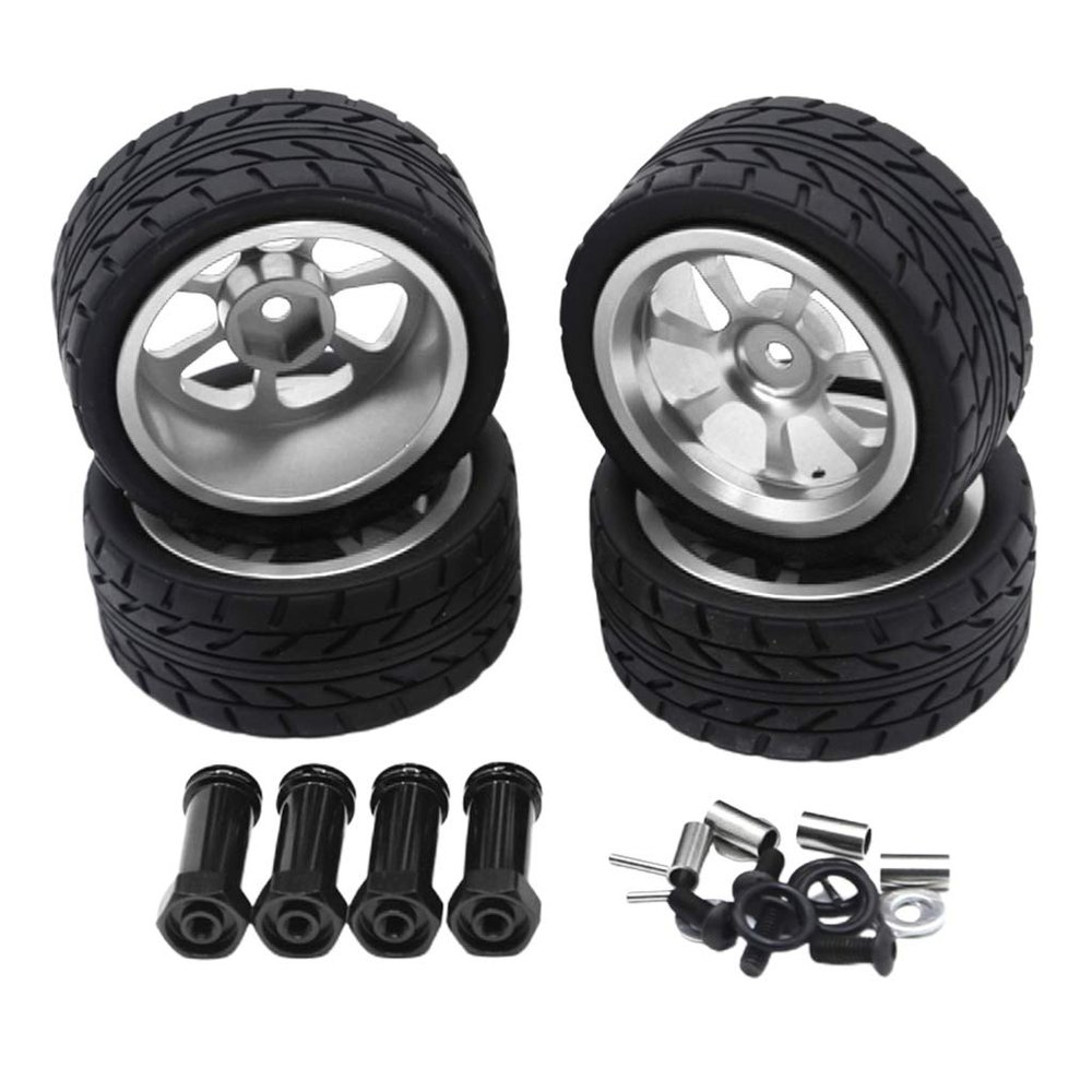 Replacement Part For 4Pcs 12mm Hub Wheel Rim Tires Tyre For RC Te Control Car - (Color: Silver)