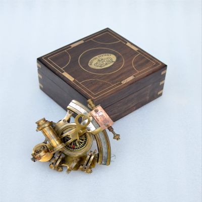 NAUTICAL COLLECTION "J. Scott London 1753 "Replica Sextant Nautical Vintage Style with 2 telescopes and Wooden Gift Box.