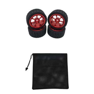 Replacement Part For 4Pieces Tires Wheel Rims Set Fits 144001 1:14 A959 A949 RC Truck - (Color: Red)