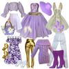 Eledoll Clothes Deluxe Fashion Pack for 11.5 inch - 12 inch Fashion Doll Purple Gold Set Lilly view 1
