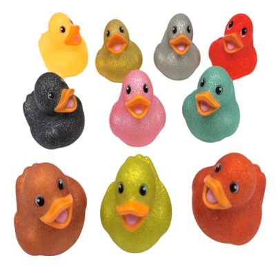 Colorful Glitter Rubber Duckies (2") Assorted Neon Color Squeaky Ducks Ducky Duck (20 Pack)