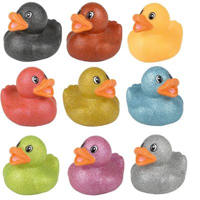 Colorful Glitter Rubber Duckies (2") Assorted Neon Color Squeaky Ducks Ducky Duck (25 Pack)
