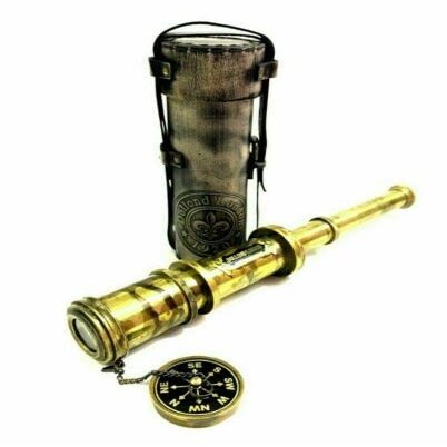 Antique Nautical Dollond London 16" Brass Telescope with Premium Leather Cover by Unique Nautical Store
