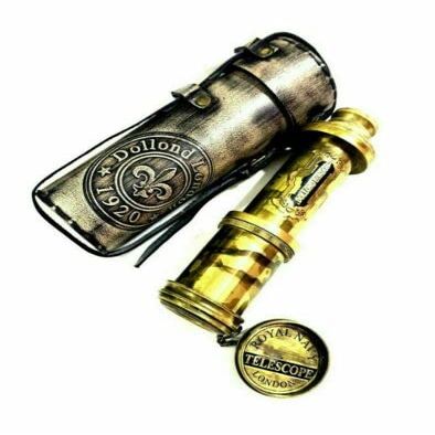 Nautical Antique Dollond London 16" Brass Telescope with Premium Leather Cover by Unique Nautical Store