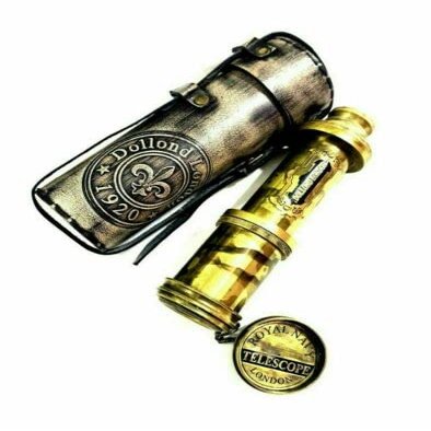 Nautical Antique Dollond London 16" Brass Telescope with Premium Leather Cover by Unique Nautical Store