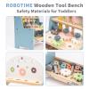 ROBOTIME Tool Bench Set for Toddlers - Mini Wooden Work Bench for Kids, Construction Toys w/Wooden Tools, Educational Pretend Play Gift Building Toy Tools Set for 18 Months 2 3 4 5 Boys Girls view 3