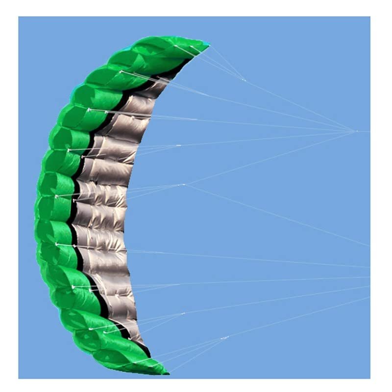 Dual Line Stunt Parachute Beach Kites,Easy to Assemble and Fly Kite That Can Take Off Even in Low Winds, Flying Kites for Boys and Girls LSDRALOBBEB 0325(Color:Green,Size:2.5M)
