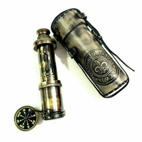 16" Dollond London Maritime Antique Brass Spyglass Telescope with Leather Cover by Unique Nautical Store