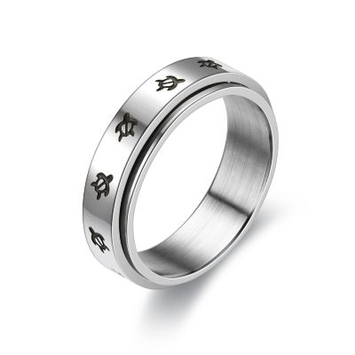 COLORFUL BLING Cute Turtle Spinner Ring Anxiety Relief Rings Stainless Steel Band Moon Star Anxiety Fidget Ring Anti Anxiety Stress Ring for Women Men Gifts-#8 Turtle