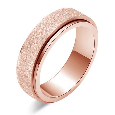 LAOYOU Rose Gold Anxiety Spinner Ring 6MM | Stainless Steel Spinning Rotating Fidget Ring for Women Her Daughter girlfriend, Stress Relief Band, Anti-Anxiety Jewelry Birthday Christmas Gift Size 5