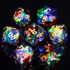 Mini Planet DND Sharp Edge Polyhedral Resin Dungeons and DragonsTable Board Roll Playing Games Handmade Dice Set Peachy Galaxy Aurora view 1
