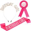 Geosar Birthday Girl Crown and Dress up Set - Sash Ribbon Medal Gold Rhinestone Tiara Headband Gifts for Women Kid Girls Birthday Party Sweet Happy Accessories view 1