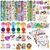 120Pcs Jungle Safari Party Favors Including Puzzle Stickers, Slap Bracelets, Animal Keychains, Temporary Tattoos, Animal Rings, Animal Stickers Safari Themed Birthday Party Supplies view 1