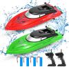 Lumiparty 2PACK RC Boat,Remote Control Boats for Kids and Adults,10km/H 2.4G High Speed Remote Control Boat,Fast RC Boats for Pools and Lakes with 4 Rechargeable Battery.(Red+Green) view 1