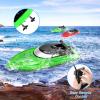 Lumiparty 2PACK RC Boat,Remote Control Boats for Kids and Adults,10km/H 2.4G High Speed Remote Control Boat,Fast RC Boats for Pools and Lakes with 4 Rechargeable Battery.(Red+Green) view 2