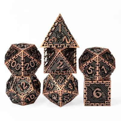 UDIXI 7-Die Metal Dice Set, Polyhedral DND Dice Set for Role Playing Game and Other Tabletop Game (Ancient Copper)