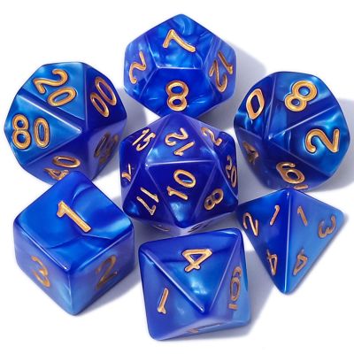 CiaraQ DND Polyhedral Dice Set with a Black Dice Bag for D&D RPG MTG Role Playing Table Games(Navy Blue)