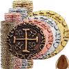 Leib Games Metal Pirate Coins - 100 Bronze, Silver, Gold & Rose Gold Treasure Coin Set, Metal Replica Spanish Doubloons for Pirate Party Decorations & Favors, Tokens, Toys, Cosplay, Treasure Chest view 1