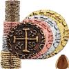 Large Metal Pirate Coins - 36 Bronze, Silver, Gold & Rose Gold Treasure Coin Set, Metal Replica Spanish Doubloons for Pirate Party Decorations & Favors, Tokens, Toys, Cosplay, Treasure Chest view 1