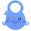 Acorn Baby Silicone Bibs with Food Catcher Pocket - Adjustable Blue Fish Feeding Bibs with Trough for Littles view 1