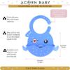 Acorn Baby Silicone Bibs with Food Catcher Pocket - Adjustable Blue Fish Feeding Bibs with Trough for Littles view 2
