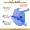 Acorn Baby Silicone Bibs with Food Catcher Pocket - Adjustable Blue Fish Feeding Bibs with Trough for Littles view 3