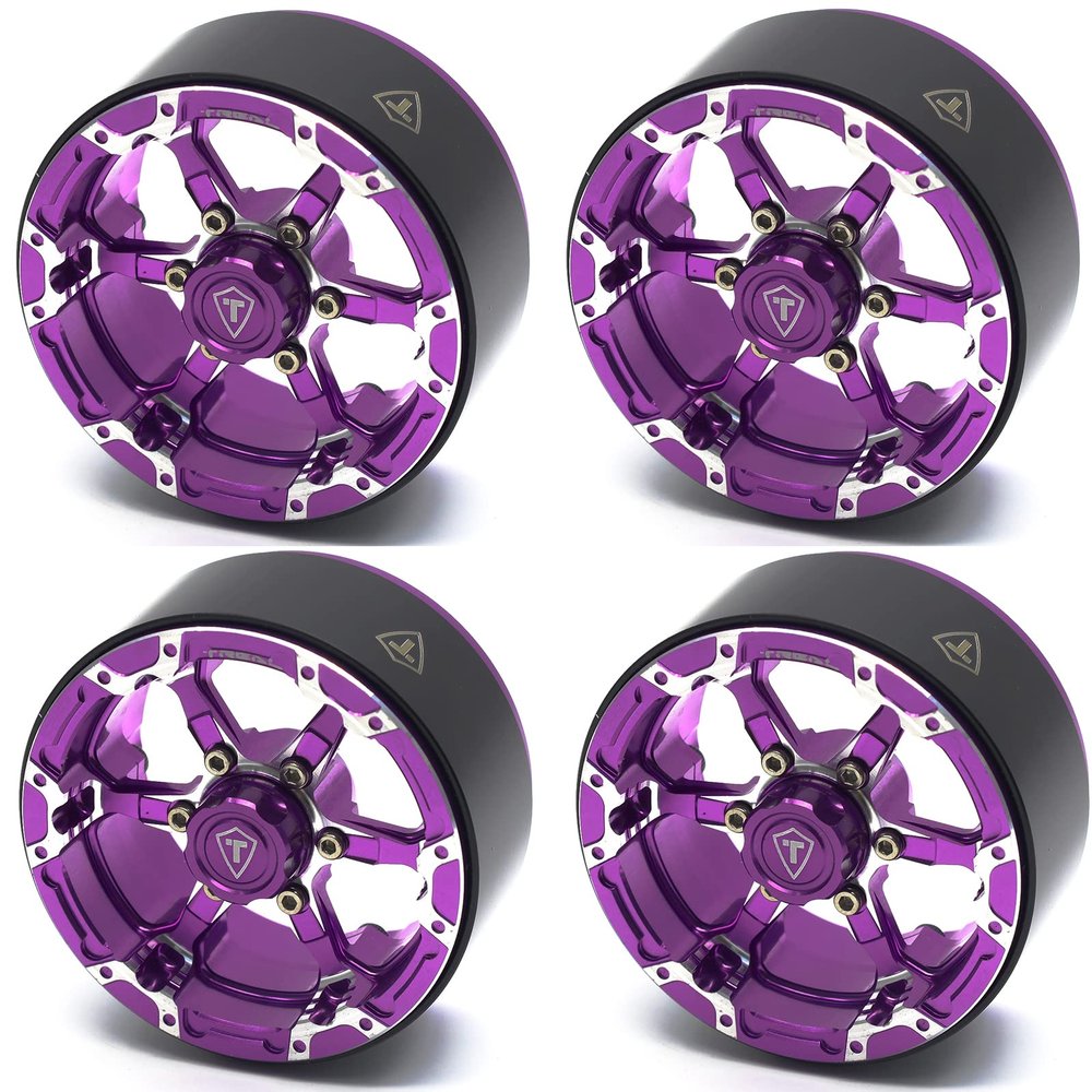 TREAL 1.9 Beadlock Wheels, Six-Spoke Amazing Look,Top-notch Aluminum Durable 1.9 Crawler Wheels,Heavy Weight Upgrades for 1:10 H10 Optic SCX10 III SCX10 II TRX4 Gen8 and more(Purple)