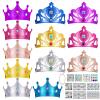 Benvo 12 Pieces Foam Tiaras and Crowns with Gem Diamond Stickers for DIY Your Own Princess Queen Tiaras Prince King Crowns Kids Birthday Party Hats(Hundreds of Self-stick Gems and 1 Adhesive Tape) view 1