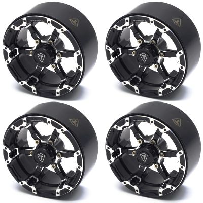 TREAL 1.9 Beadlock Wheels, Six-Spoke Aluminum 1.9'' Crawler Wheel Heavy Weight Upgrades for 1:10 H10 SCX10 III SCX10 II TRX4 Gen8 and More(Black)