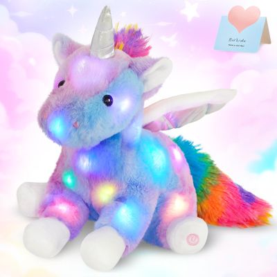 CozyWorld 16.5" Light up Unicorn Stuffed Animal Rainbow Unicorn Soft Plush Toys Birthday Christmas Children's Day Gifts for Toddlers Boys Girls Kids