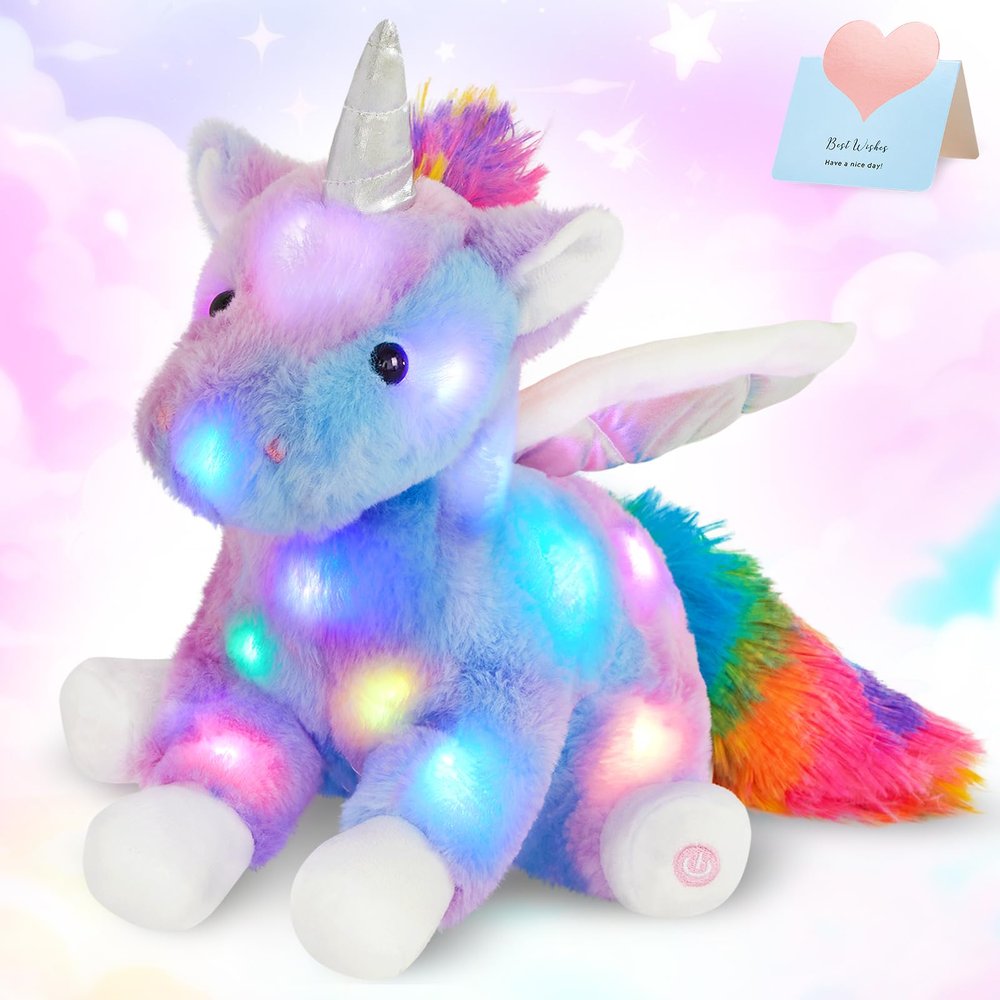 CozyWorld 16.5" Light up Unicorn Stuffed Animal Rainbow Unicorn Soft Plush Toys Birthday Christmas Children's Day Gifts for Toddlers Boys Girls Kids