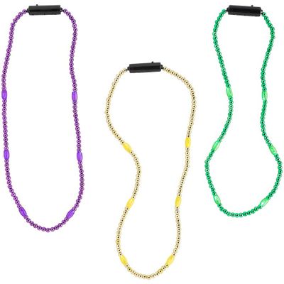 Fun Express Light-Up Mardi Gras Beaded Necklaces, 6 Pieces