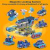 Take Apart Vehicle Magnetic Toy, 5-in-1 Tool Building Trucks Transform to Dinosaur Robot STEM Assemble Car with Storage Box, Kids Holiday Present Child Birthday Gift for 3 4 5 6 7 8 Year Boys Girls view 2