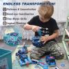 Take Apart Vehicle Magnetic Toy, 5-in-1 Tool Building Trucks Transform to Dinosaur Robot STEM Assemble Car with Storage Box, Kids Holiday Present Child Birthday Gift for 3 4 5 6 7 8 Year Boys Girls view 4