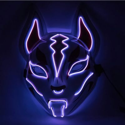 VICKYPOP Fox Cosplay Mask, Halloween LED Mask Party Props (Purple)