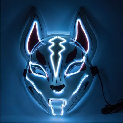 VICKYPOP Fox Cosplay Mask, Halloween LED Mask Party Props (White)
