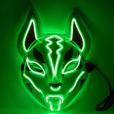 VICKYPOP Fox Cosplay Mask, Halloween LED Mask Party Props (Fluorescent Green)