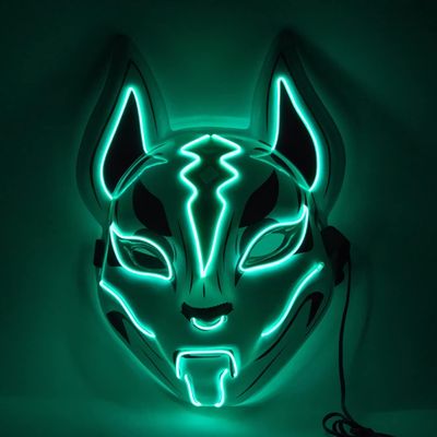 VICKYPOP Fox Cosplay Mask, Halloween LED Mask Party Props (Green)