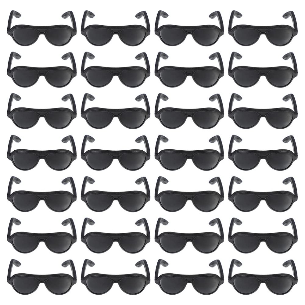 NUOBESTY 100pcs Mini Doll Eyeglasses Miniature Black Sunglasses Tiny Eyewear Toys for Kids Dollhouse DIY Craft Accessories