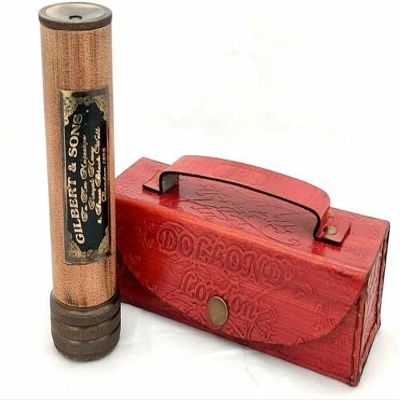Handmade Antique Brass Kaleidoscope Covered Hand Stitch Leather Gift Son Love Couple by Unique Nautical Store