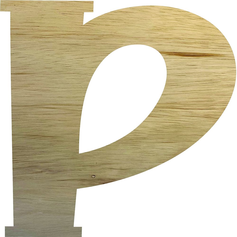Alphabet Wall Hangings 7 inch P Small Wooden Letters, Lemon Spark Font Decorative Standing, Kids Nursery Decor, Blonde Wood Cutout Wood Craft Letter