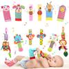 Bloobloomax Baby Soft Hanging Rattle, Wrist Rattle and Hand Foot Rattle Toy, Car Seat Stroller Toys with Plush Animal C-Clip Ring for Infant Babies Boys and Girls 3 6 9 to 12 Months (12PCS-G) view 1